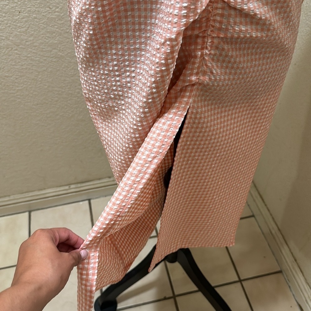 Mango Pink and White Halter Neck Open back Gingham dress size L - Picture 5 of 8